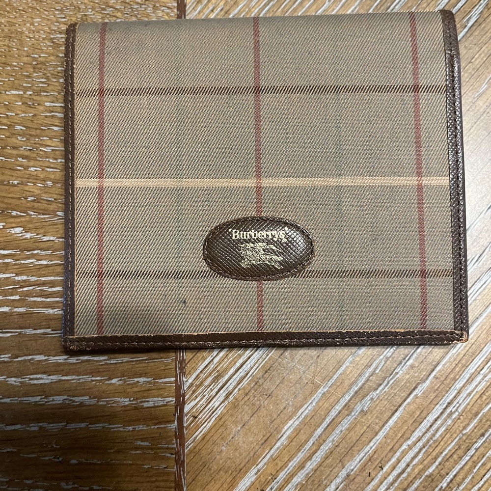 Burberry Nova Check Canvas Leather Bi-Fold Compact Wallet Beige